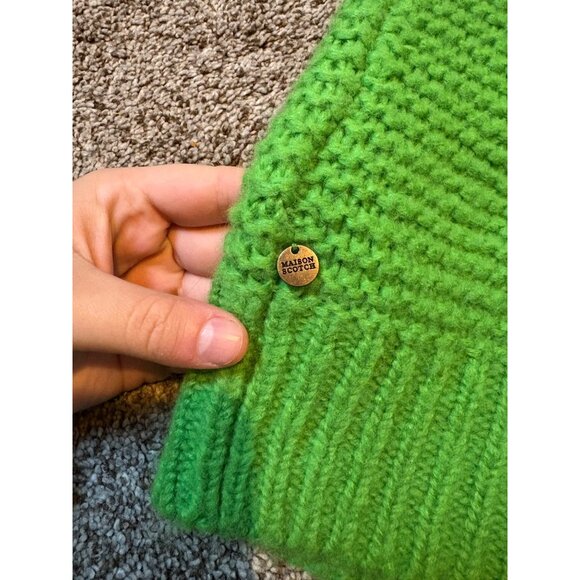 Scotch & Soda Chunky Knit Wool-Blend Open-Front Green Cardigan Sweater Small - Picture 14 of 14